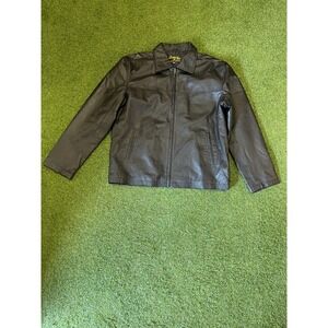 Leather & Soul‎ Motorcycle Jacket Men's XL Black Leather Long Sleeve Full Zip